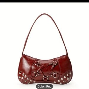 Women's Handbag Gothic‎ Punk Red Shoulder Purse Studded New Z6